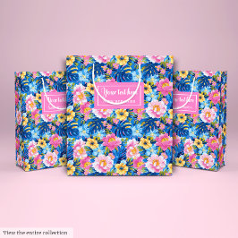 Ultra modern pastel pink watercolor floral preppy ミディアムペーパーバッグ