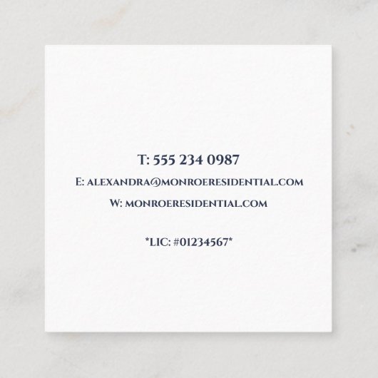 Ultra-Modern Real Estate Square Business Card スクエア名刺 (裏面)