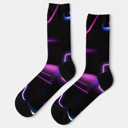 Ultra-Modern Socks – Neon Geometric Design ソックス (左)