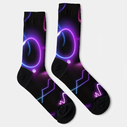 Ultra-Modern Socks – Neon Geometric Design ソックス (右)