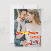 Ultra Name写真モダンのパーソナライズ縦 セーブザデート (正面)