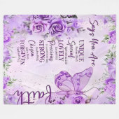 Ultra-Soft Lavender Floral Faith Butterfly Design フリースブランケット (正面(横))