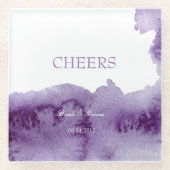 Ultra Violetエレガント Waterカラー結婚応援 ガラスコースター (正面)