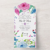 Ultra Violetカラーコンボ結婚フローラのオールインワン オールインワン招待状 (内側)