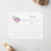 Ultra Violetフローラブライダルシャワーレシピノートカード ノートカード (正面/裏面インサイチュ)