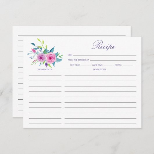 Ultra Violetフローラブライダルシャワーレシピノートカード ノートカード (正面/裏面)