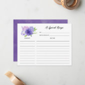 Ultra Violetフローラブライダルシャワーレシピノートカード ノートカード (正面/裏面インサイチュ)