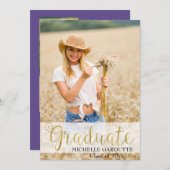 Ultra Violet写真卒業アナウンスメントカード 案内状 (正面/裏面)