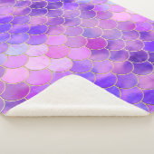 Ultra Violet & Mermaidスケールパターン金ゴールド シェルパブランケット (3/4)