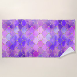 Ultra Violet & Mermaidスケールパターン金ゴールド ビーチタオル