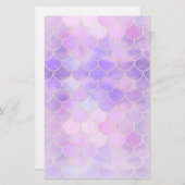 Ultra Violet & Mermaidスケールパターン金ゴールド 便箋 (正面/裏面)