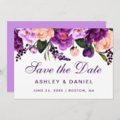 Ultra Violet Purpleフローラ保存日付V セーブザデート (正面/裏面)