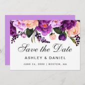 Ultra Violet Purpleフローラ保存日付V セーブザデート (正面/裏面)