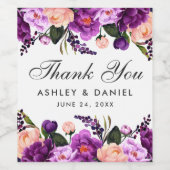 Ultra Violet Purpleフローラ水色結婚の ワインラベル (シングルラベル)