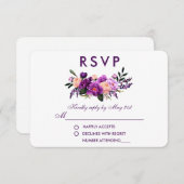 Ultra Violet Purpleフローラ水色結婚のP 出欠カード (正面/裏面)