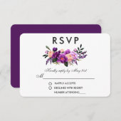 Ultra Violet Purpleフローラ水色結婚のP 出欠カード (正面/裏面)