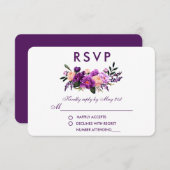 Ultra Violet Purpleフローラ水色結婚のPB 出欠カード (正面/裏面)