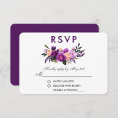 Ultra Violet Purpleフローラ水色結婚のPB 出欠カード (正面/裏面)