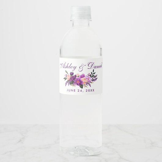 Ultra Violet Purpleフローラ水色結婚のPS ペットボトルラベル (正面)