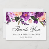 Ultra Violet Purpleフローラ結婚の感謝G サンキューカード (正面)