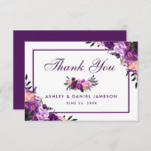 Ultra Violet Purpleフローラ結婚のPSPF サンキューカード (正面/裏面)