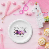 Ultra Violet Purple Waterカラーフローラ結婚ズ ペーパープレート (パーティー)