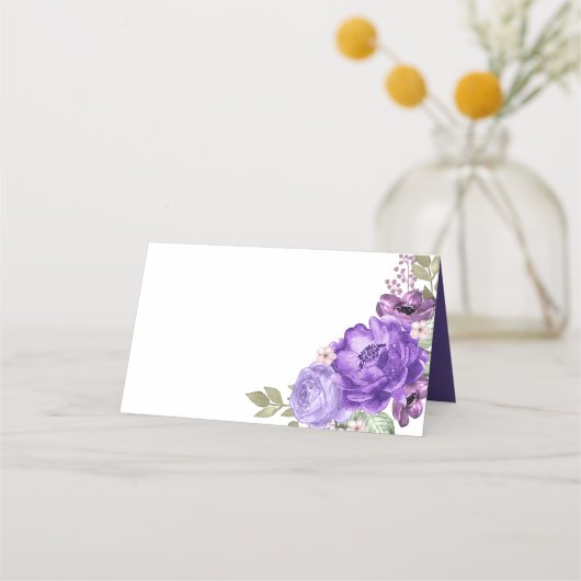 Ultra Violet Waterカラーフローラフレーム座席表 プレイスカード (裏面)