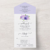 Ultra Violet Waterカラーフローラ結婚の全てを同時に使用 オールインワン招待状 (内側)