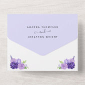 Ultra Violet Waterカラーフローラ結婚の全てを同時に使用 オールインワン招待状 (裏面)