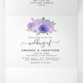 Ultra Violet Waterカラーフローラ結婚の全てを同時に使用 三つ折り招待状 (内部中)