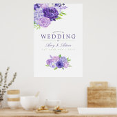 Ultra Violet Waterカラーフローラ結婚の歓迎 ポスター (キッチン)