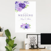 Ultra Violet Waterカラーフローラ結婚の歓迎 ポスター (ホームオフィス)