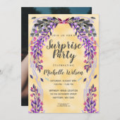 Ultra VioletGLITTERリースフォトサプライズパーティー 招待状 (正面/裏面)