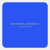 Ultramarine Blue Gold Professional Modern Plain スクエアシール (正面)