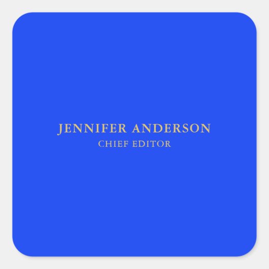 Ultramarine Blue Gold Professional Modern Plain スクエアシール (正面)