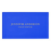 Ultramarine Blue Gold Professional Modern Plain 名札 (正面)