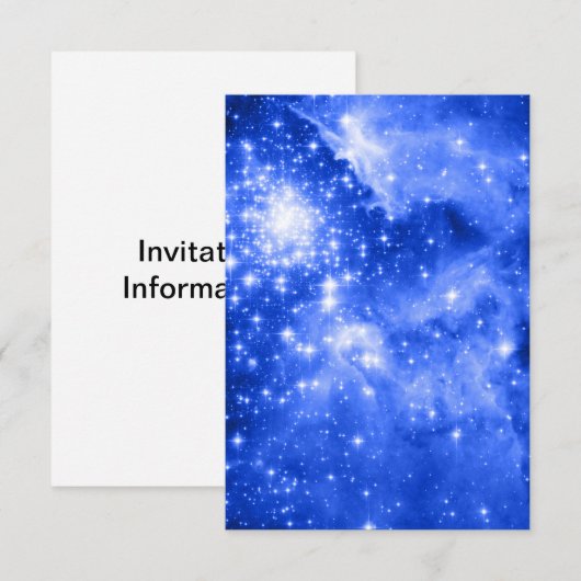 Ultramarine Blue Stars Celestial Photo 招待状 (正面/裏面)