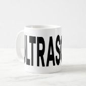 ULTRASOUND ブラックタイポグラフィ コーヒーマグカップ (正面左)