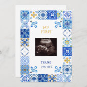 Ultrasound 地中海の Blueベビーありおもしろい サンキューカード (正面/裏面)