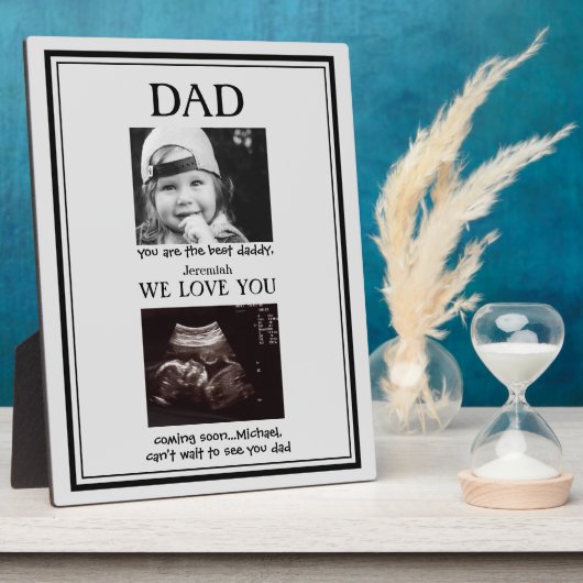 Ultrasound 2 Photo Child Gray & Black Father's Day フォトプラーク (側面)