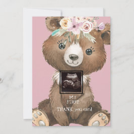 Ultrasound Photo Boho Bear Pink おもしろい Thank You サンキューカード