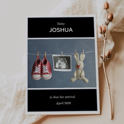 Ultrasound Photo Pregnancy Announcement Card 招待状