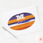 UltraVioletと金ゴールドの色のストライプ 楕円形シール (封筒)