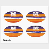 UltraVioletと金ゴールドの色のストライプ 楕円形シール (シート)