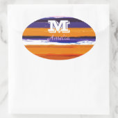 UltraVioletと金ゴールドの色のストライプ 楕円形シール (バッグ)