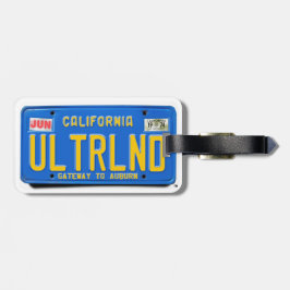 ULTRLND: カリフォルニア1974の青のナンバープレート ラゲッジタグ