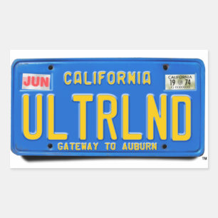ULTRLND: CA 1974ブルーライセンスプレート 長方形シール