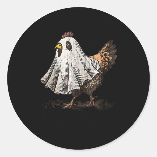 Ultrygeist Chicken, Chicken Ghost, Funny Halloween ラウンドシール (正面)