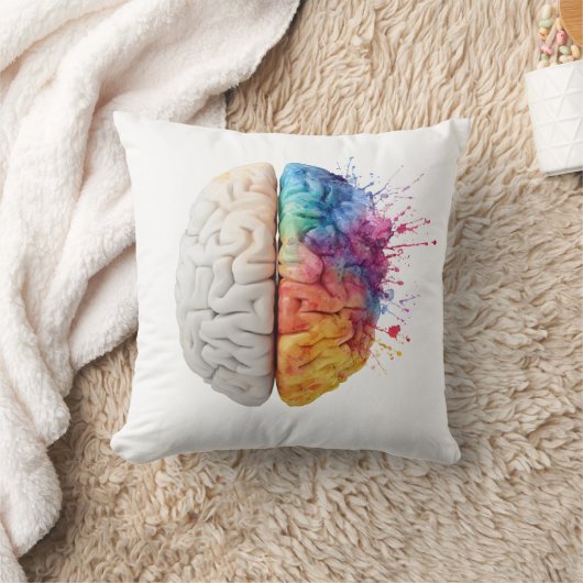 Um cérebro dividido entre os lados, almofada クッション (ブランケット)