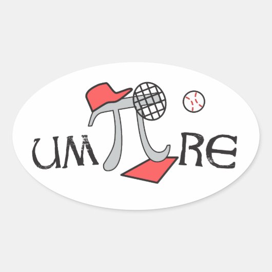 um-Pi-re - Umpire PiシンボルおもしろいスタンプPiギフト 楕円形シール (正面)